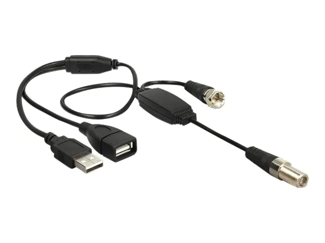 Delock Antennenkabel - F-Stecker (M) bis F-Stecker, USB (nur Strom)