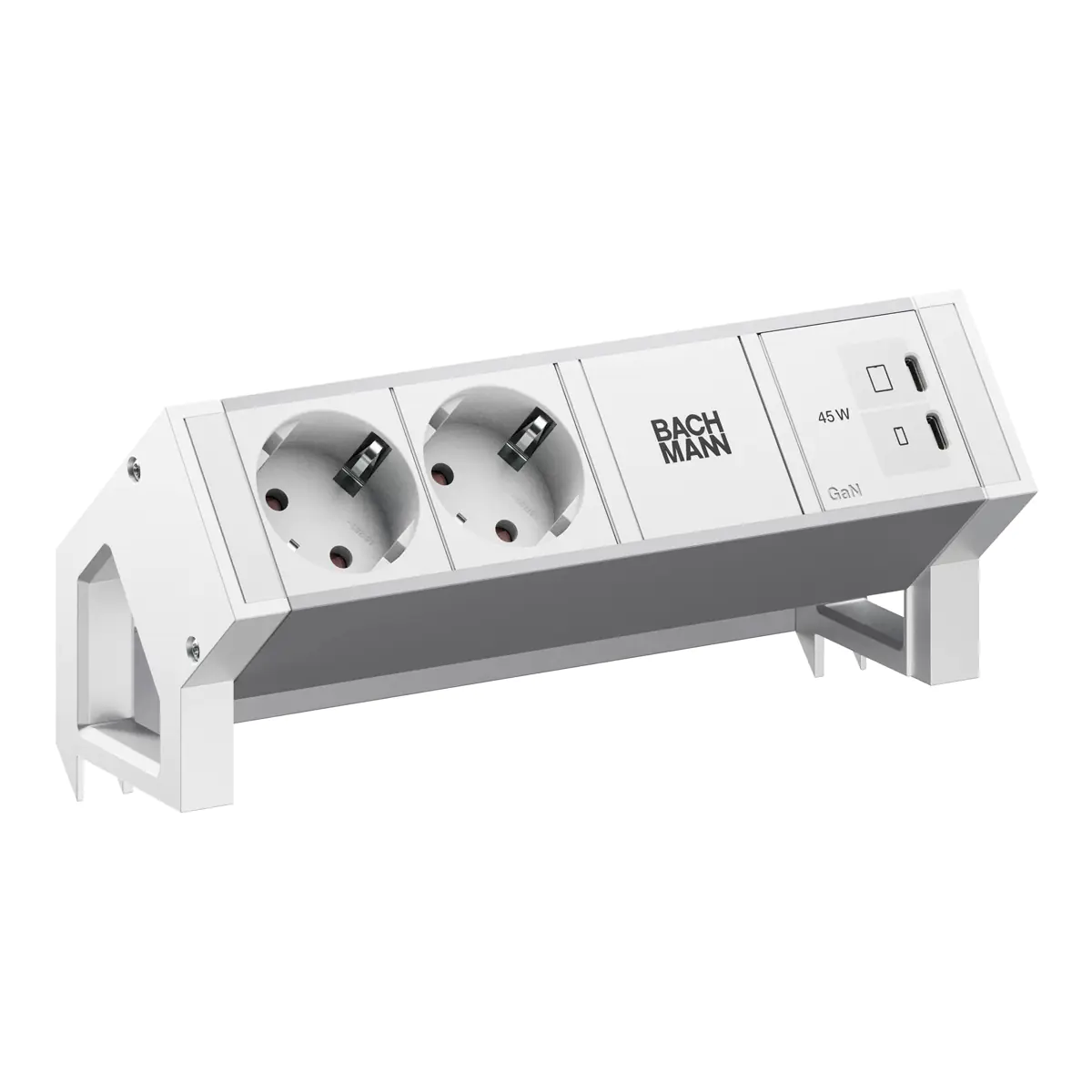 Bachmann DESK 2 ALU - Steckdosenleiste - Ausgangsanschlüsse: 2 (2 x CEE 7/3, 2 x USB-C) BM0022042
