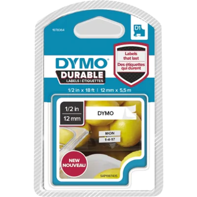 DYMO Schriftbandkassette D1 1978364 12mmx5,5m sw auf ws