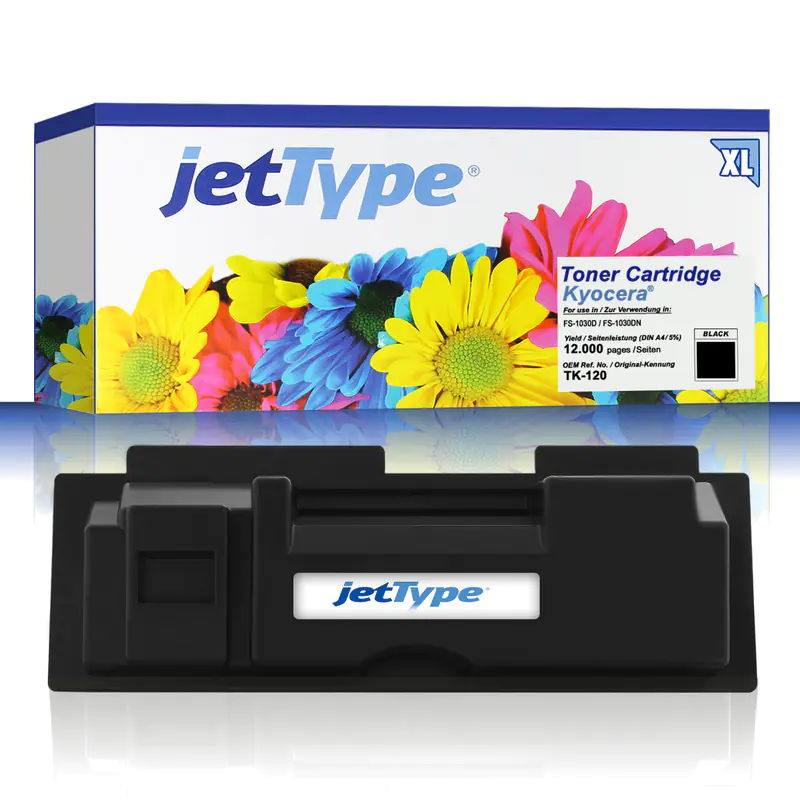 jetType Toner kompatibel zu Kyocera/Mita 1T02G60DE0 TK120 Schwarz 12.000 Seiten Große