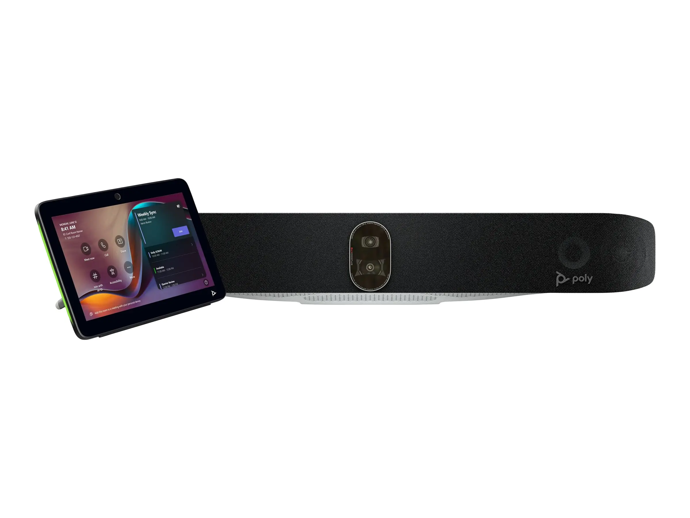 Poly Studio X72 - All-in-One Videoleiste (Videoleiste, Poly TC10 Touchcontroller) - Zoom Certified, Zertifiziert für Microsoft Teams, Google Meet Certified - Schwarz