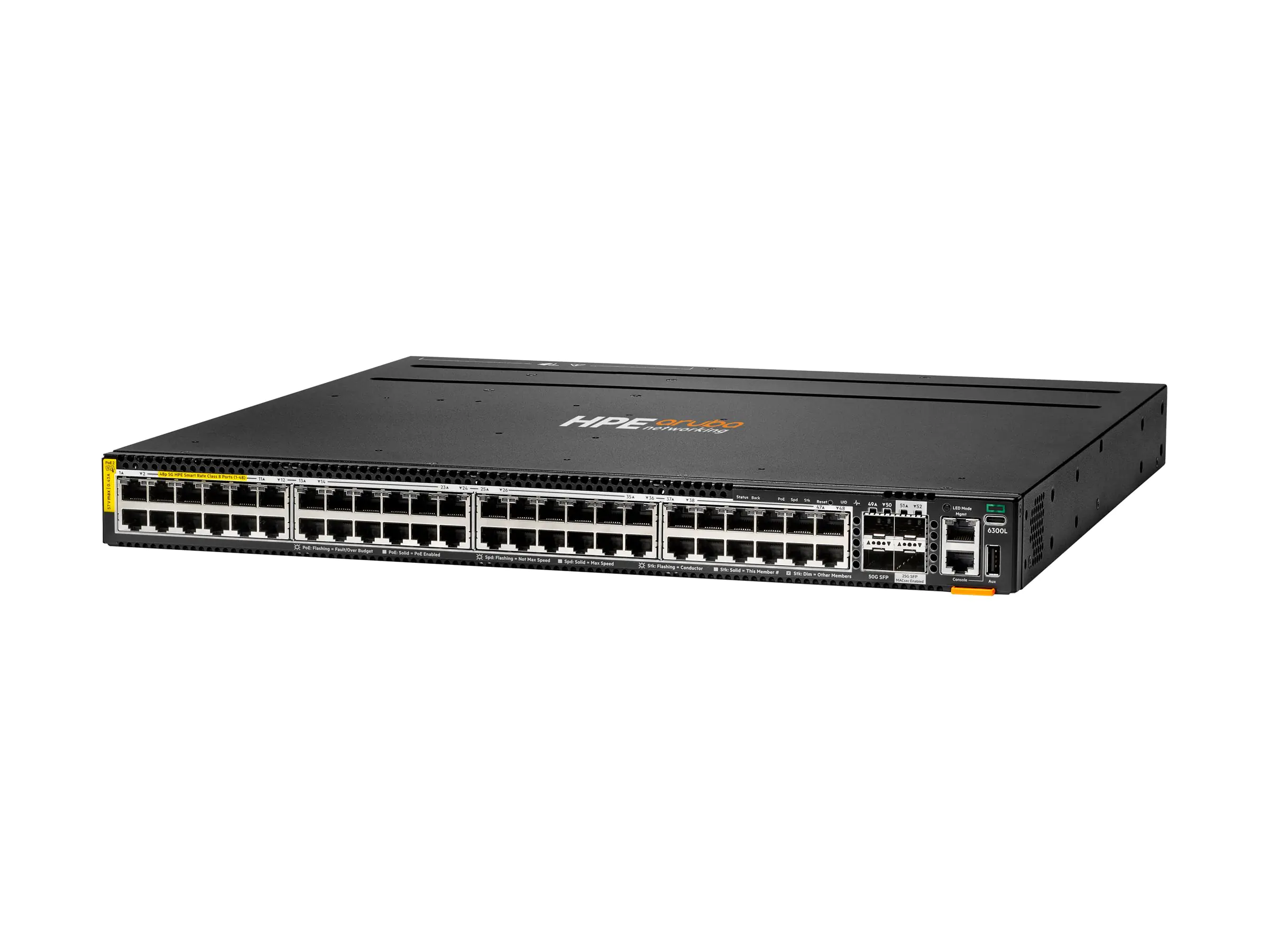 HPE Aruba Networking 6300L 48p Smart Rate 100M/1G /2.5G/5G CL8 2p SFP56 50G 2p SFP28 25G L2 Switch