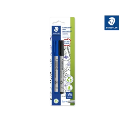 STAEDTLER Lumocolor 316, 2 Stück(e), Schwarz, Blau, Schwarz, Blau, Grau, Weiß, Polypropylen (PP), Fein, 0,6 mm 316 ASBK2D
