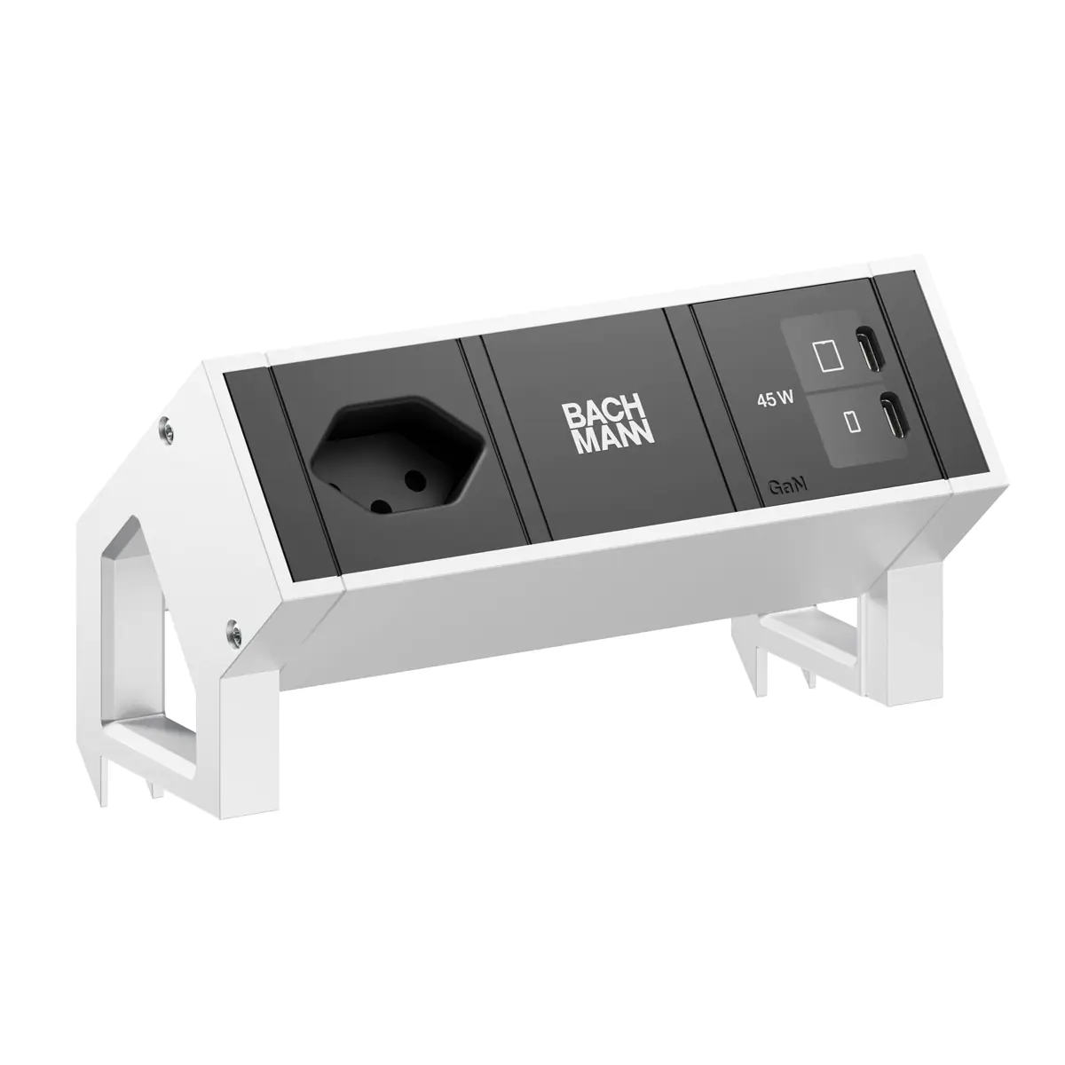 Bachmann DESK2 1xCH 90° 1xUSB C/C 45W INOX - Zubehör Stromversorgung