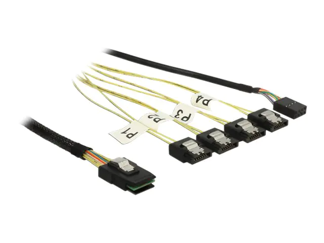 Delock - SATA- / SAS-Kabel - Mini SAS (SFF-8087) bis SATA, interne Stromversorgung, 8-polig - 50 cm