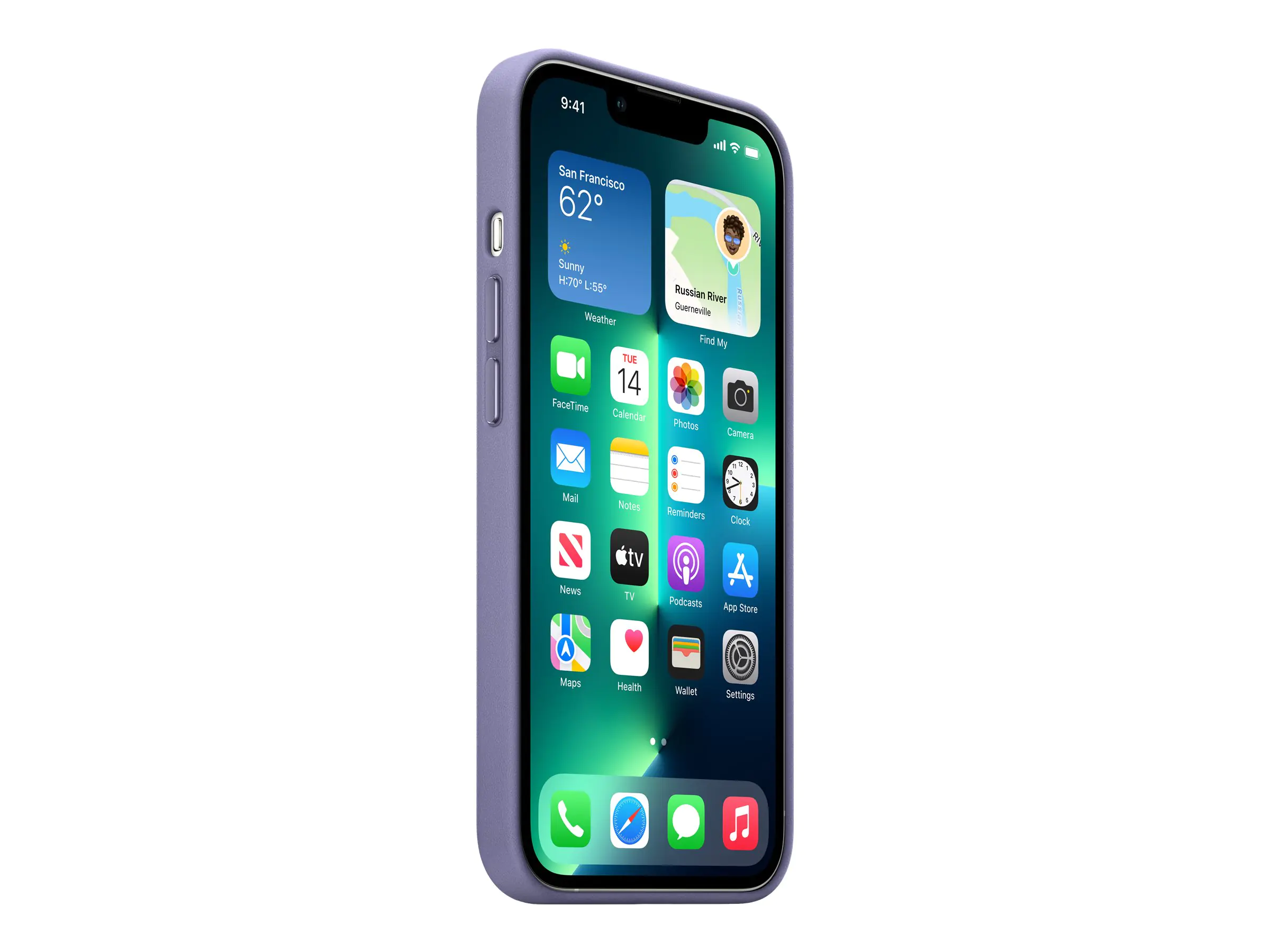 Apple - Hintere Abdeckung für Mobiltelefon - mit MagSafe - Leder - Blauregen - für iPhone 13 Pro