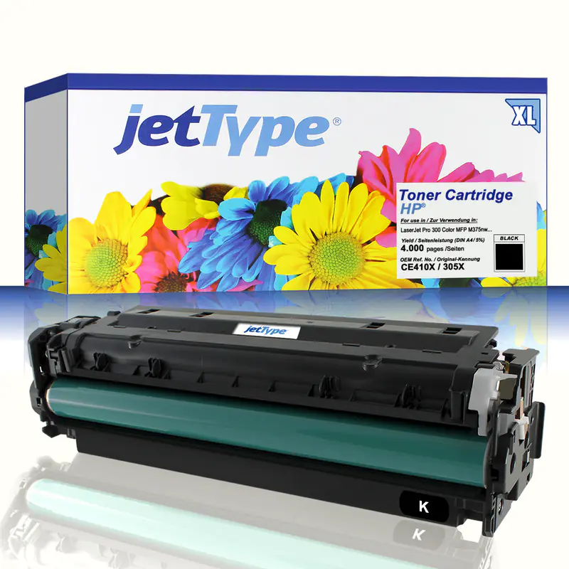 jetType Toner kompatibel zu HP CE410X 305X schwarz 4.000 Seiten Große Füllmenge 1 Stück