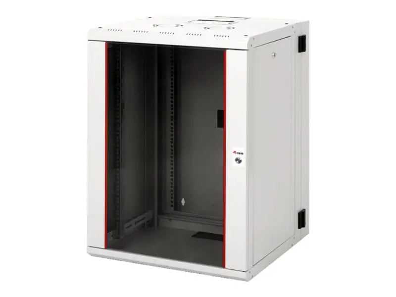 Equip Pro Mount - Schrank Netzwerkschrank - doppelte Abschnitte, 600x600 mm, mit Glastür, abnehmbare und abschließbare Paneele, montiert - geeignet für Wandmontage - RAL 7035, Hellgrau - 16U - 48.3 cm (19") EPM-16-6060-G-CXAA