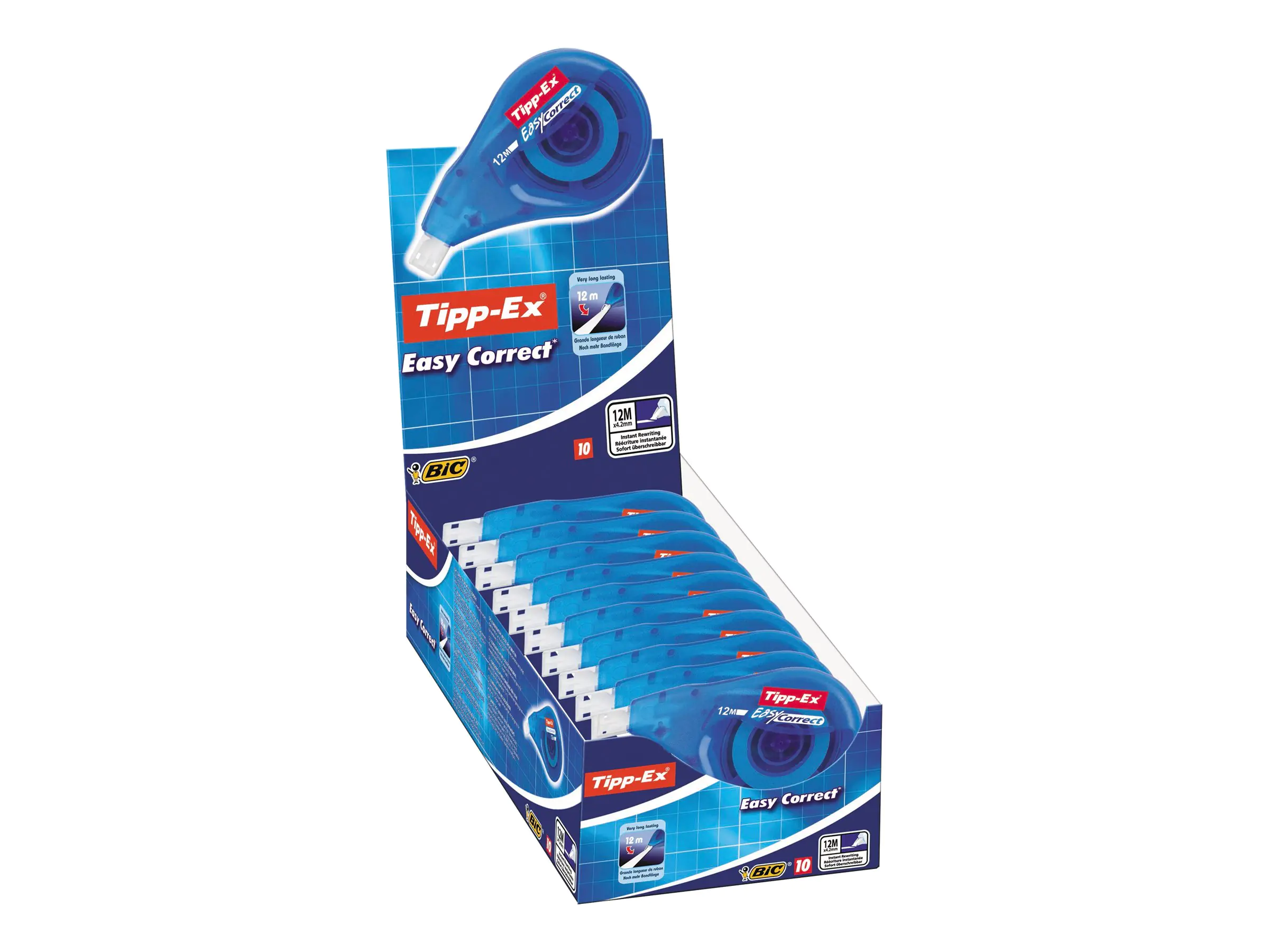 BIC Tipp-Ex Easy Correct - Korrekturrolle - 4.2 mm x 12 m - halbdurchsichtig - Polyester (Packung mit 10) 8290352