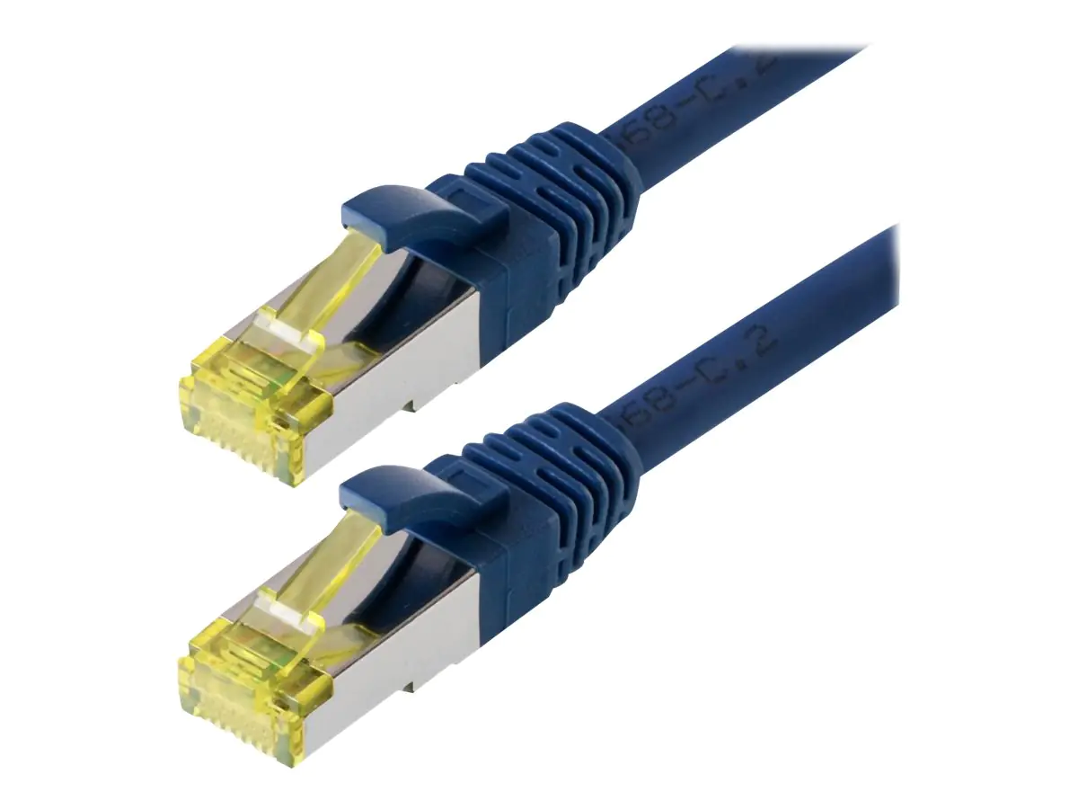 Helos - Patch-Kabel - RJ-45 (M) bis RJ-45 (M) - 3 m - SFTP, PiMF - CAT 6a - halogenfrei, geformt, ohne Haken - Blau