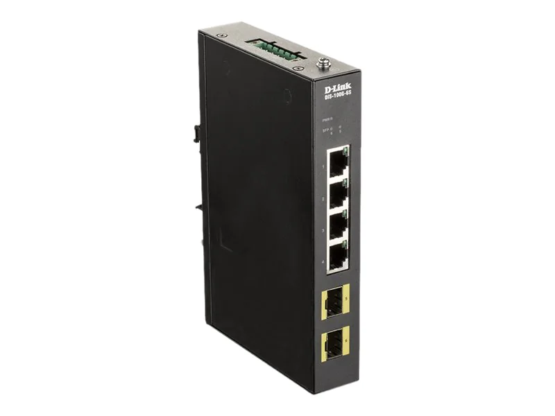 D-Link DIS 100G-6S - Switch - unmanaged - 4 x 10/100/1000 + 2 x 100/1000 SFP - an DIN-Schiene montierbar, wandmontierbar