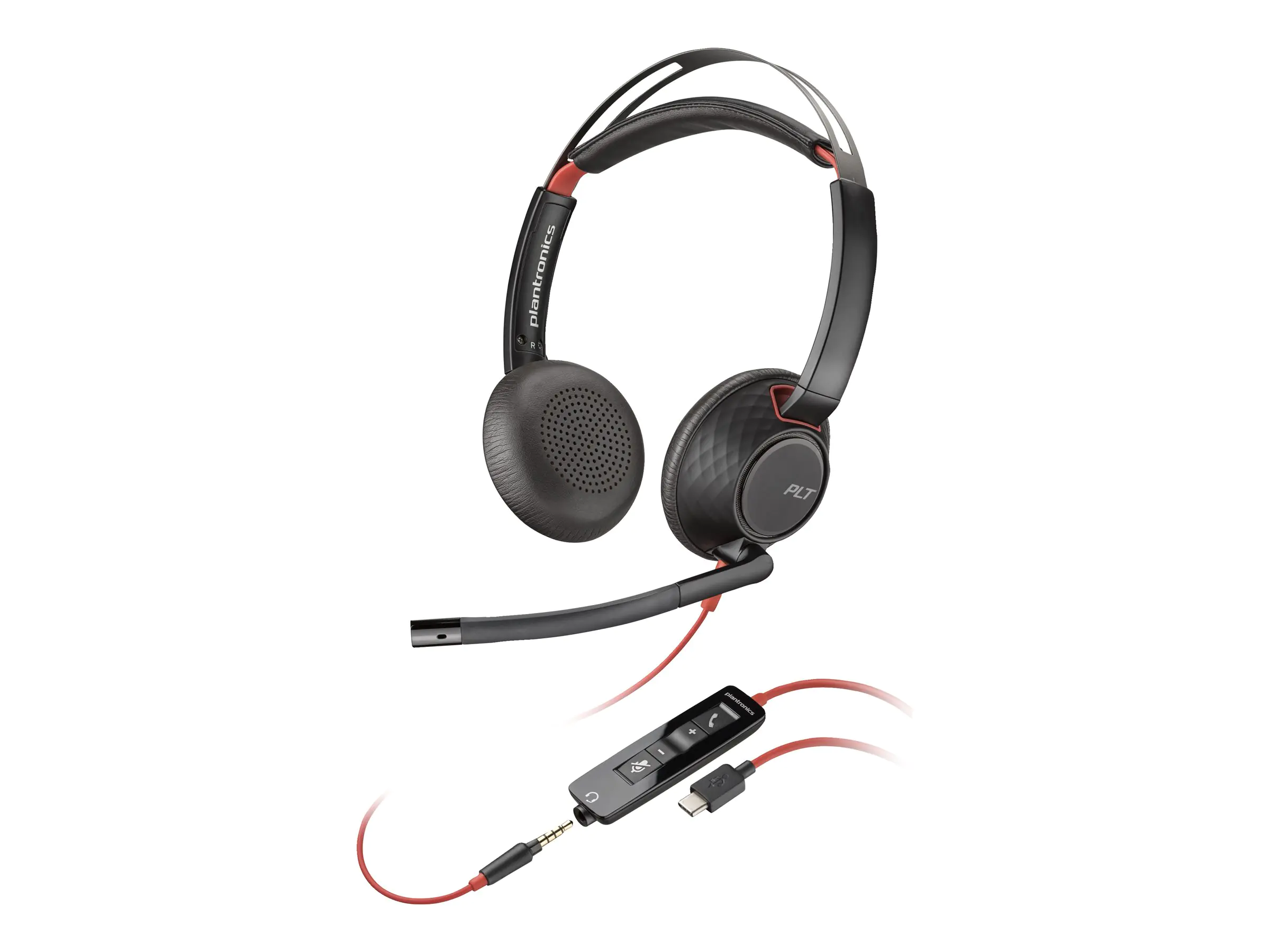 Poly Blackwire 5220 - Headset - On-Ear - kabelgebunden - USB-C, 3,5 mm Stecker - Schwarz - Zertifiziert für Skype für Unternehmen, Cisco Jabber Certified, Avaya Certified, Zertifiziert für Microsoft Teams, Zoom Certified, UC-zertifiziert, Works With Chrom