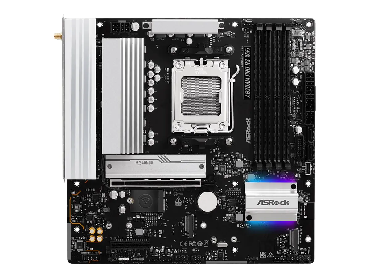 ASRock A620AM Pro RS WiFi AM5 mATX HDMI/DP retail - AMD Sockel AM5 (Ryzen Zen4) - Micro/Mini/Flex-AT