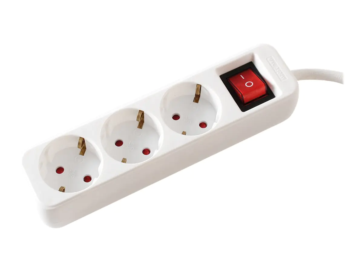 VALUE - Steckdosenleiste - Wechselstrom 250 V - 3600 Watt - Eingabe, Eingang CEE 7/4 - Ausgangsanschlüsse: 3 (3 x CEE 7/4) - 3 m Schnur - weiß