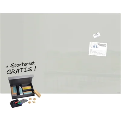 SIGEL Glasboard Artverum 150 x 100 x 1,8 cm (B x H x T) Tafel magnethaftend inkl. Sigel Toolkit BA311, zwei extra-starker SuperDym-Magnete Tempered Glas grau
