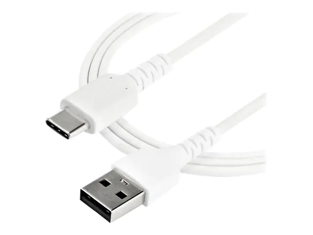 StarTech 1m USB-A auf USB-C Ladekabel - Dauerhaftes USB 2.0 auf USB Typ-C Datenübertragungs- und Schnellladekabel - Robuster TPE-Mantel Aramidfaser, M/M, 3A - Weiß (RUSB2AC1MW) - USB-Kabel - USB (M) gerade zu 24 pin USB-C (M) gerade - Thunderbolt 3 / USB