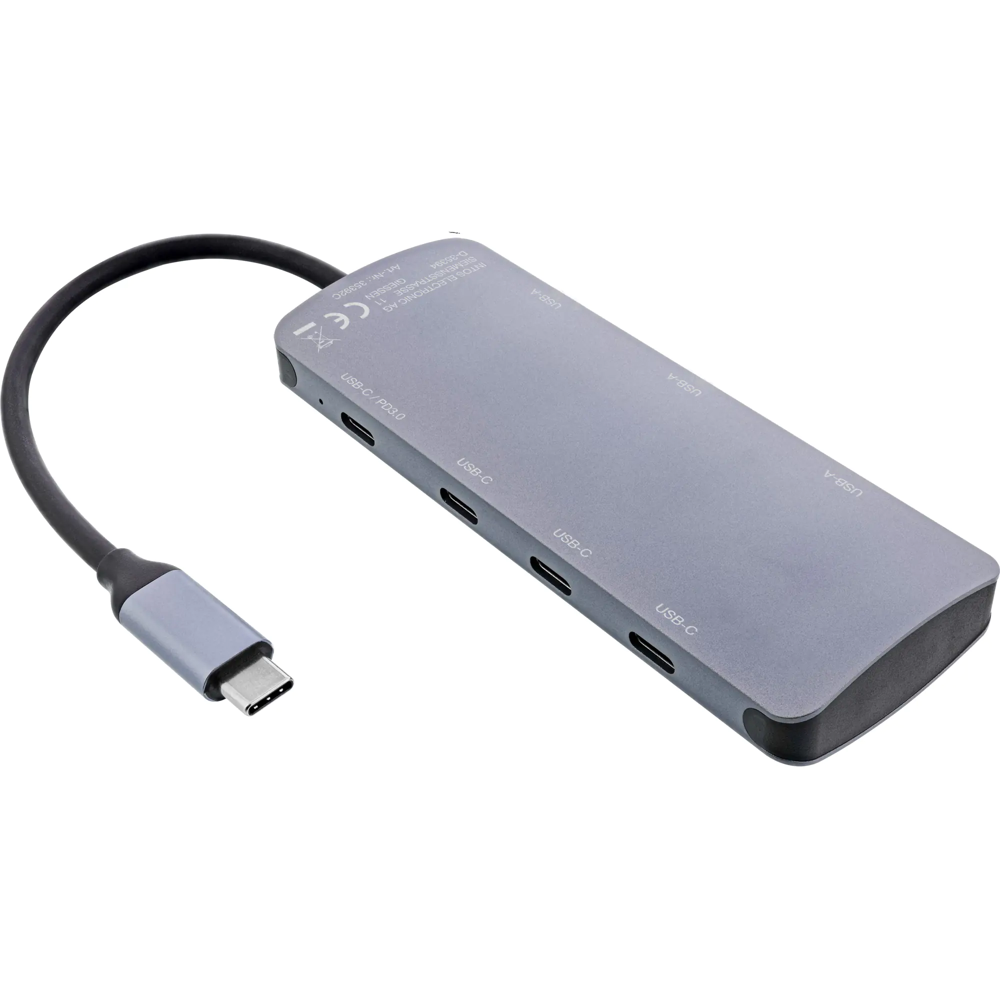 InLine USB 3.2 Gen.2 Hub - 4x USB-C + 3x USB-A - PD 100W - Aluminium - grau 35392C