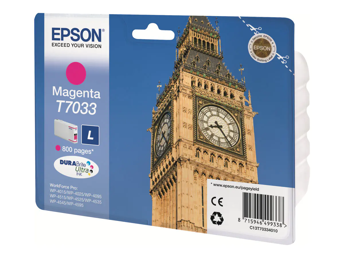Epson T7033 - 9.6 ml - L-Größe - Magenta - original - Blisterverpackung - Tintenpatrone - für WorkForce Pro WP-4015, WP-4025, WP-4095, WP-4515, WP-4525, WP-4535, WP-4545, WP-4595