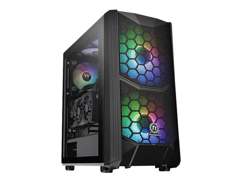 Thermaltake Commander C35 TG - ARGB Edition - Tower - ATX - Seitenteil mit Fenster (gehärtetes Glas) - keine Spannungsversorgung (PS/2) - Schwarz - USB/Audio
