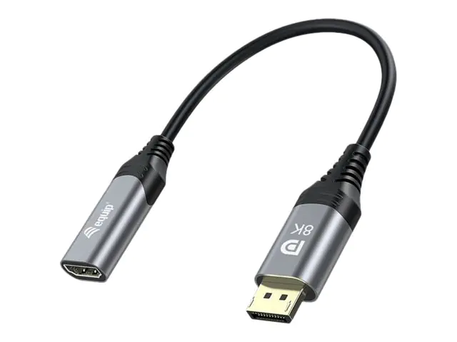 equip - Adapterkabel - DisplayPort männlich zu HDMI weiblich - 15 cm - Grau - 8K60Hz (7680 x 4320) Support (DSC)