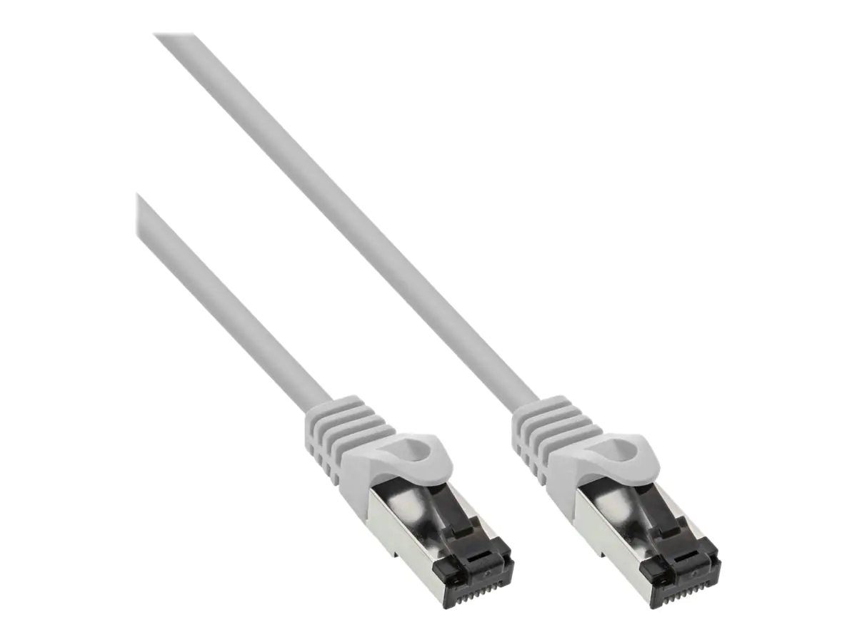 InLine - Patch-Kabel - RJ-45 (M) zu RJ-45 (M) - 50 cm - SFTP, PiMF - CAT 8.1 - IEEE 802.3af - geformt, rund, ohne Haken, hauchvergoldete Kontakte - Grau