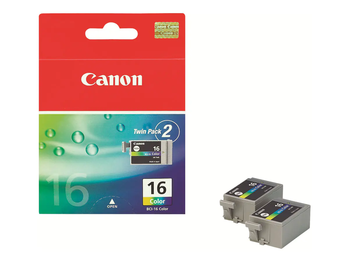 Canon BCI-16 - 2er-Pack - Gelb, Cyan, Magenta - original - Tintenbehälter - für i90; PIXMA iP90, iP90v, mini220; Canon SELPHY CP500, DS700, DS810