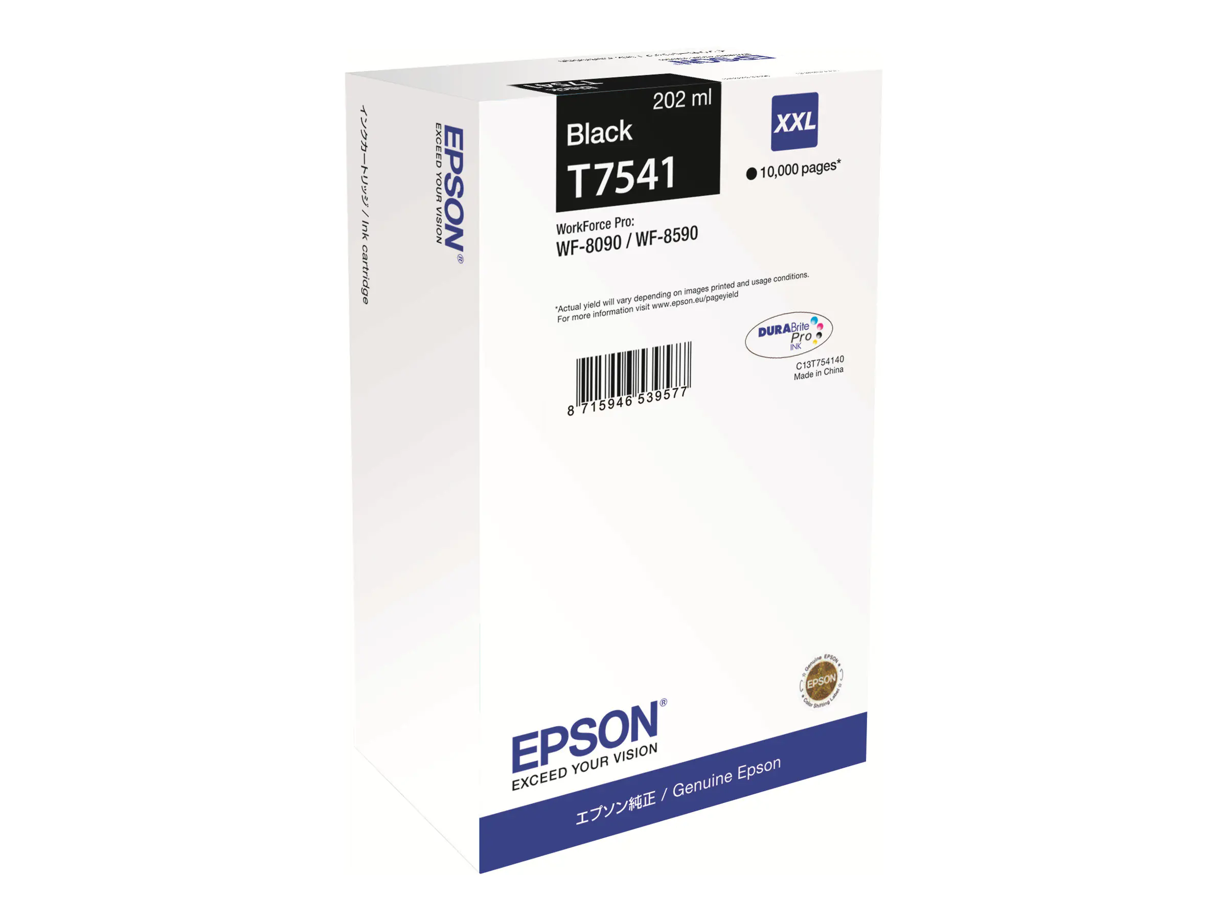 Epson T7541 - 202 ml - Größe XXL - Schwarz - Original - Tintenpatrone - für WorkForce Pro WF-8090, WF-8090 D3TWC, WF-8090DW, WF-8590, WF-8590 D3TWFC, WF-8590DWF