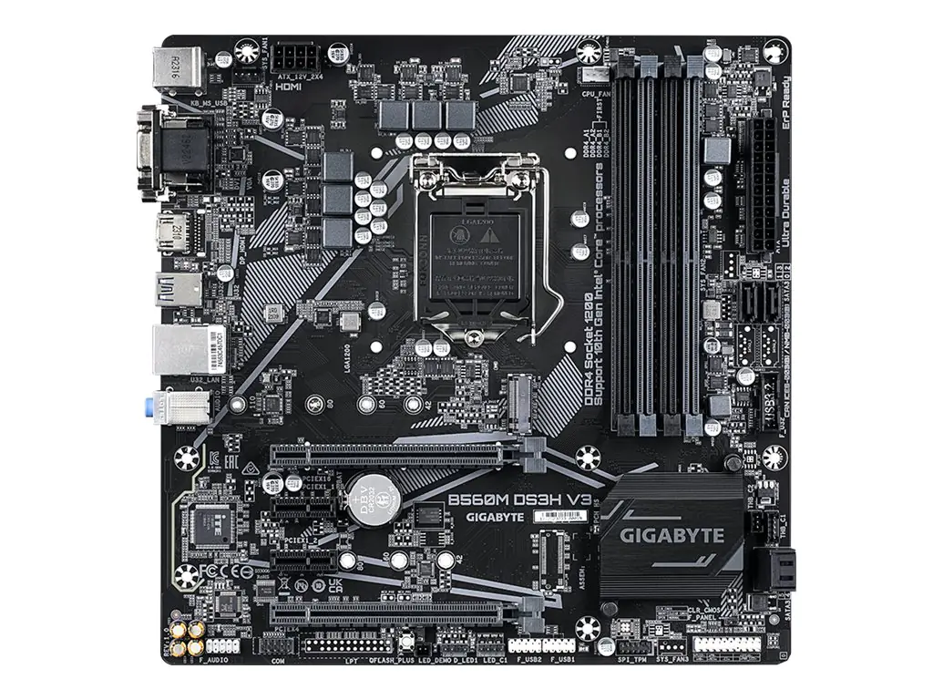 Gigabyte B560M DS3H V3 - 1.0 - Motherboard - micro ATX - LGA1200-Sockel - H470 Chipsatz - USB 3.2 Gen 1 - Gigabit LAN - Onboard-Grafik (CPU erforderlich) - HD Audio (8-Kanal)