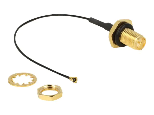 DeLOCK - Antennenkabel - RP-SMA (W) bis MHF4 (M) - 10 cm - Koax - Schwarz