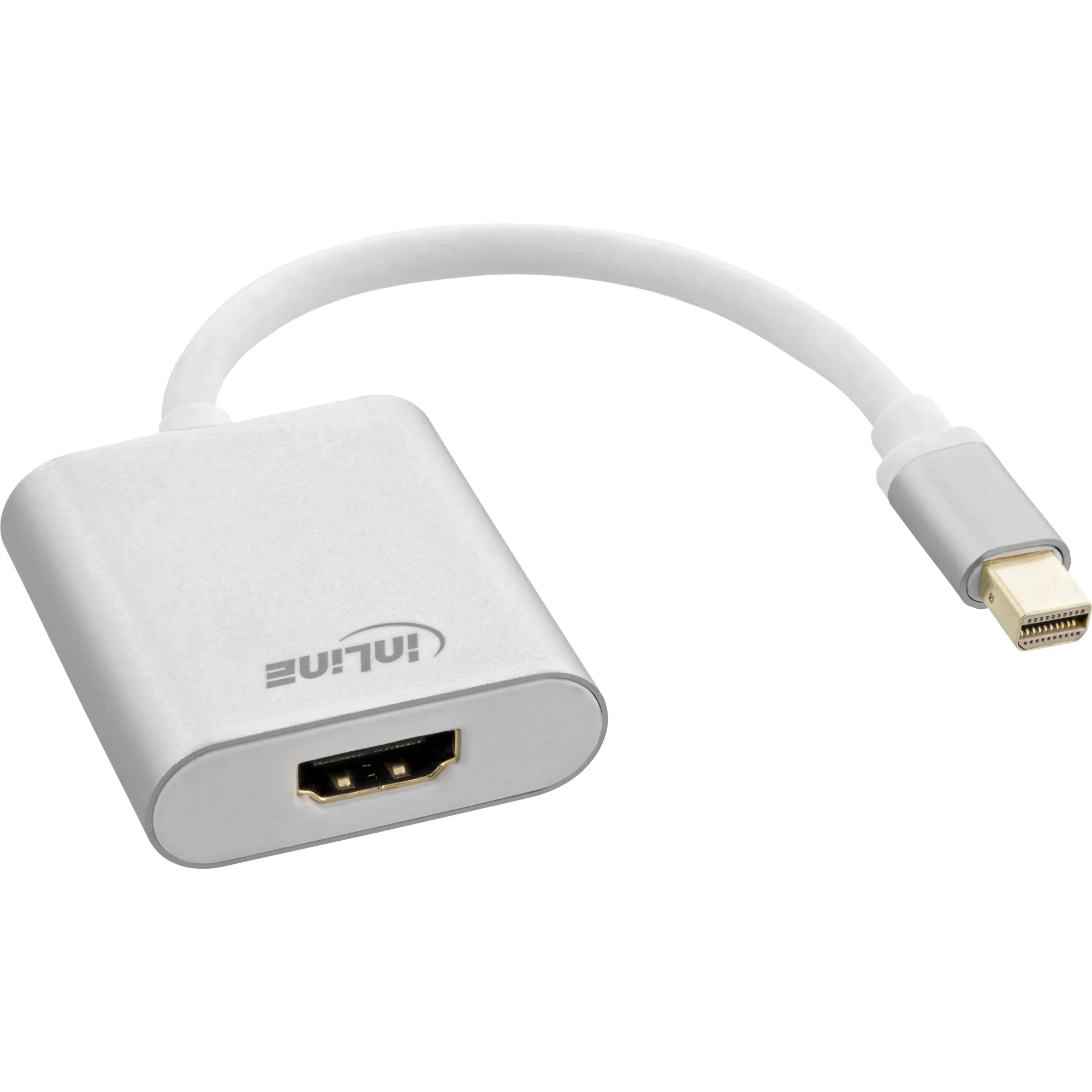 InLine - High Speed - Videoadapter - Mini DisplayPort männlich zu HDMI weiblich - 15 cm - Dreifachisolierung - weiß - 4K Unterstützung