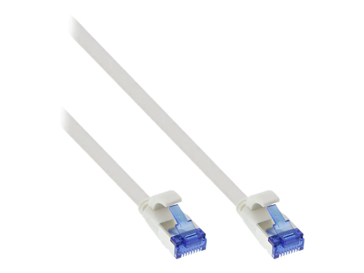 InLine - Patch-Kabel - RJ-45 (M) zu RJ-45 (M) - 15 m - U/FTP, PiMF - CAT 6a - halogenfrei, geformt, ohne Haken, verseilt, flach - weiß