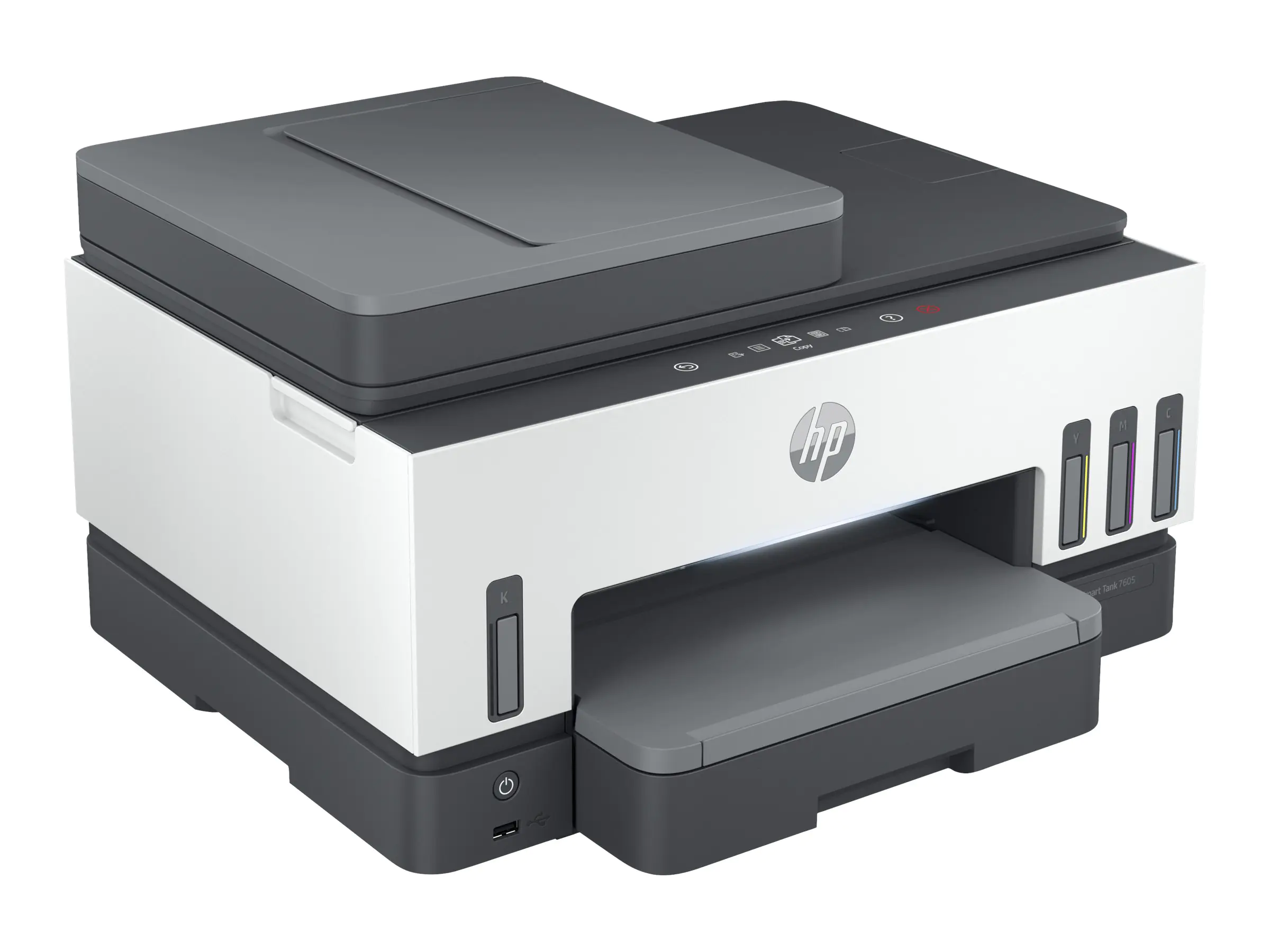 HP Smart Tank 7605 All-in-One - Multifunktionsdrucker - Farbe - Tintenstrahl - nachfüllbar - Letter A (216 x 279 mm)/A4 (210 x 297 mm) (Original) - A4/Legal (Medien) - bis zu 13 Seiten/Min. (Kopieren) - bis zu 15 Seiten/Min. (Drucken) - 250 Blatt - USB 2.