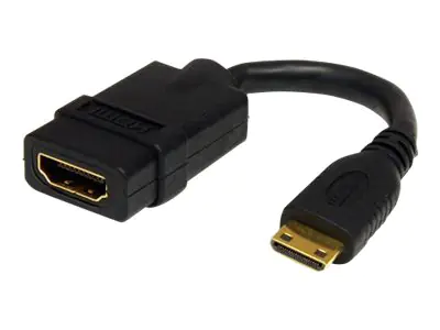 StarTech 13cm High-Speed HDMI-Kabel - HDMI auf HDMI Mini - Buchse/Stecker - HDMI / Mini HDMI Adapterkabel - HDMI-Adapter - HDMI weiblich zu 19 pin mini HDMI Type C männlich - 1.3 cm - abgeschirmt - Schwarz - für P/N: HDMM30CM
