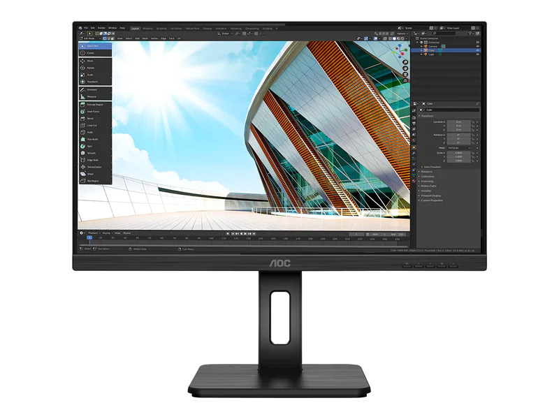 AOC U27P2CA - LED-Monitor - 68.6 cm (27") - 3840 x 2160 4K @ 60 Hz - IPS - 350 cd/m² - 4 ms - 2xHDMI, DisplayPort, USB-C