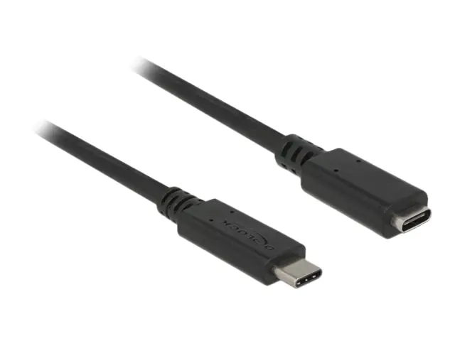 Delock - USB-Verlängerungskabel - 24 pin USB-C (M) zu 24 pin USB-C (W) - USB 3.1 Gen 1 - 3 A - 2 m - Schwarz