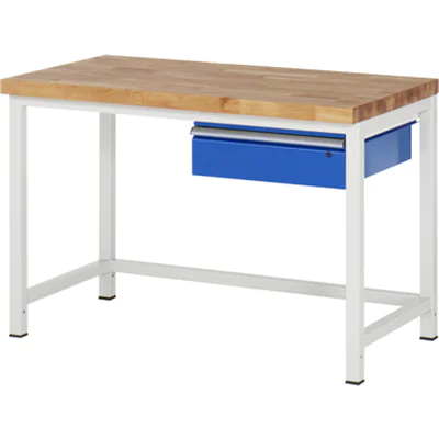 RAU Werkbank 8000 1.250 x 840-1.040 x 700 mm (B x H x T) enzianblau