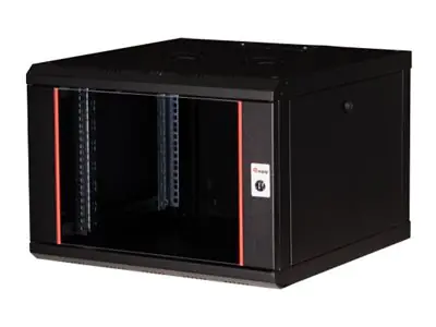 Equip Pro Mount - Schrank Netzwerkschrank - 600x600 mm, mit Glastür, abnehmbare und abschließbare Paneele, montiert - geeignet für Wandmontage - Tiefschwarz (RAL 9005) EPM-07-6060-B-CBAA
