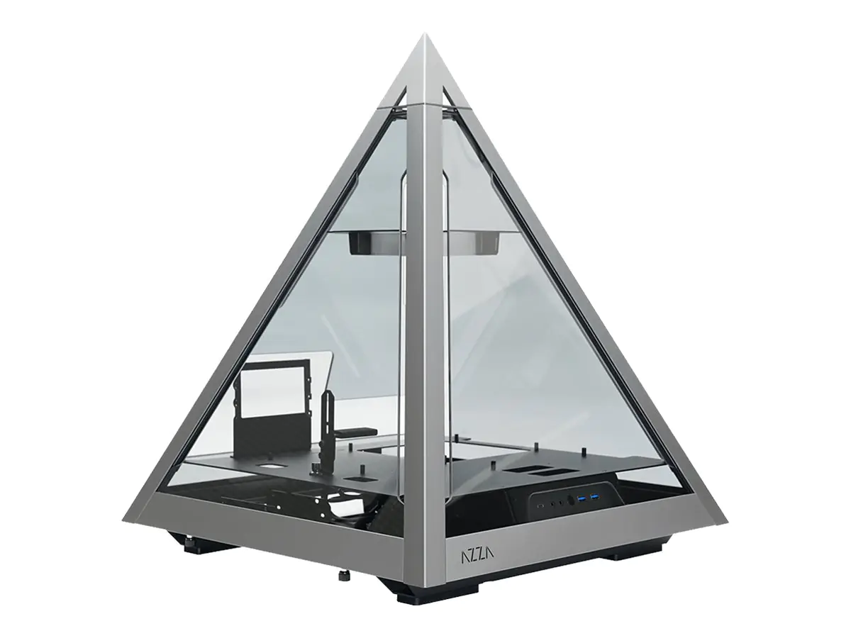 AZZA Pyramid 804L - Pyramidengehäuse - E-ATX - Seitenteil mit Fenster (gehärtetes Glas) - keine Spannungsversorgung (ATX) - Grau - USB/Audio