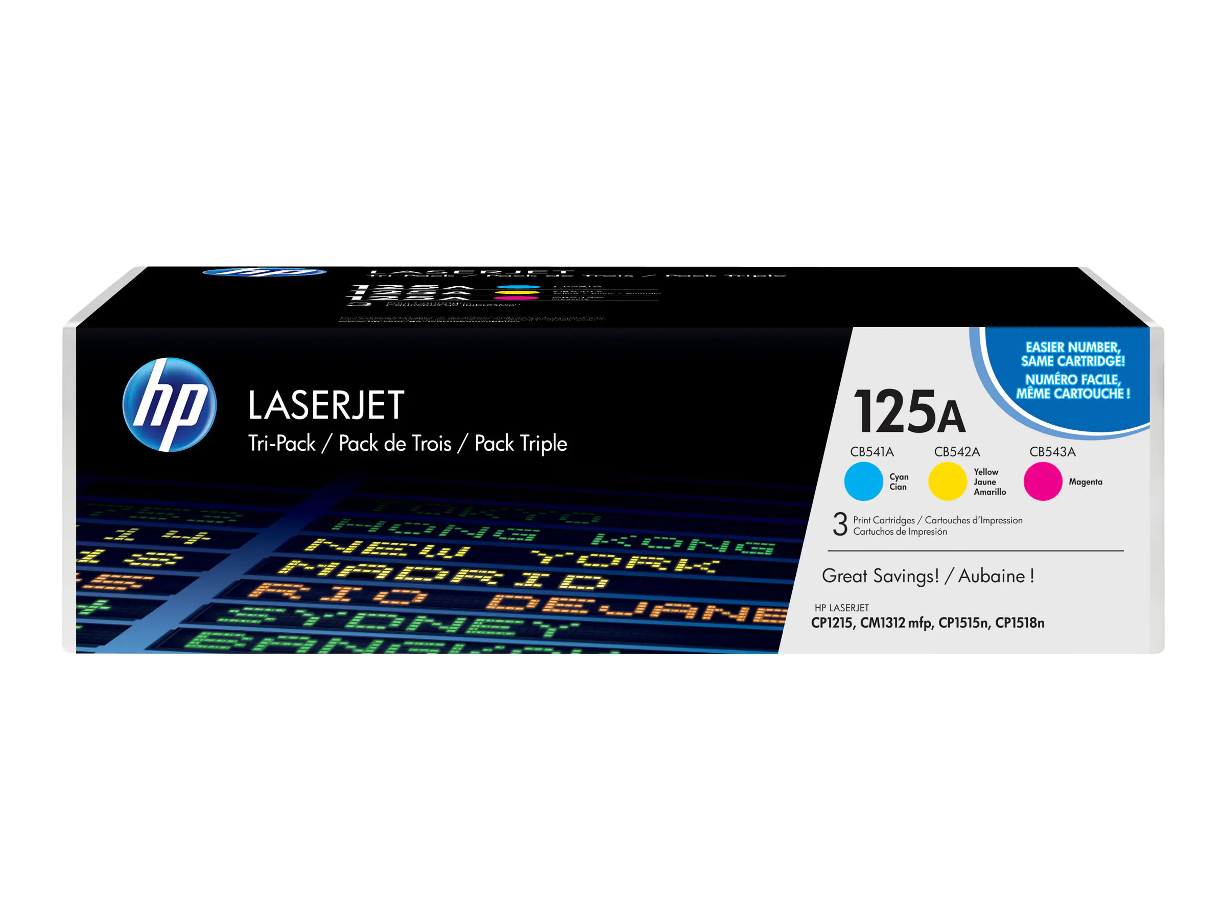 HP 125A - 3er-Pack - Gelb, Cyan, Magenta - original - LaserJet - Tonerpatrone (CE259AM) - für Color LaserJet CM1312 MFP, CM1312nfi MFP, CP1215, CP1515n, CP1518ni