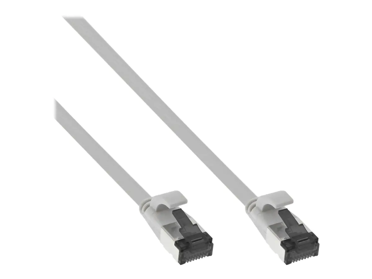 InLine - Patch-Kabel - RJ-45 (M) zu RJ-45 (M) - 7.5 m - 6.5 mm - U/FTP, PiMF - CAT 8.1 - halogenfrei, geformt, ohne Haken, verseilt, flach - Grau