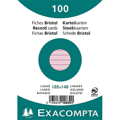 Exacompta Karteikarte 10839SE DIN A6 liniert rosa 100 St./Pack.