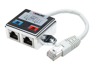 Intellinet 2-Port Cat5-Anschlussteiler, doppelt geschirmt, Zum Aufsplitten eines RJ45-Netzwerkkabels - Netzwerk-Splitter - RJ-45 (M) zu RJ-45 (W) - Doppelisolierung - CAT 5 - Silber