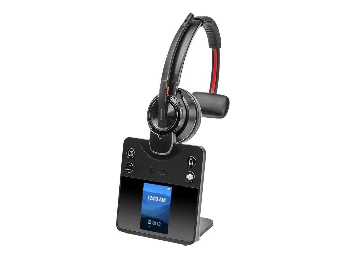 Poly Savi 8410 Office - Savi 8400 series - Headset - On-Ear - DECT / Bluetooth - kabellos - Schwarz - Zertifiziert für Microsoft Teams