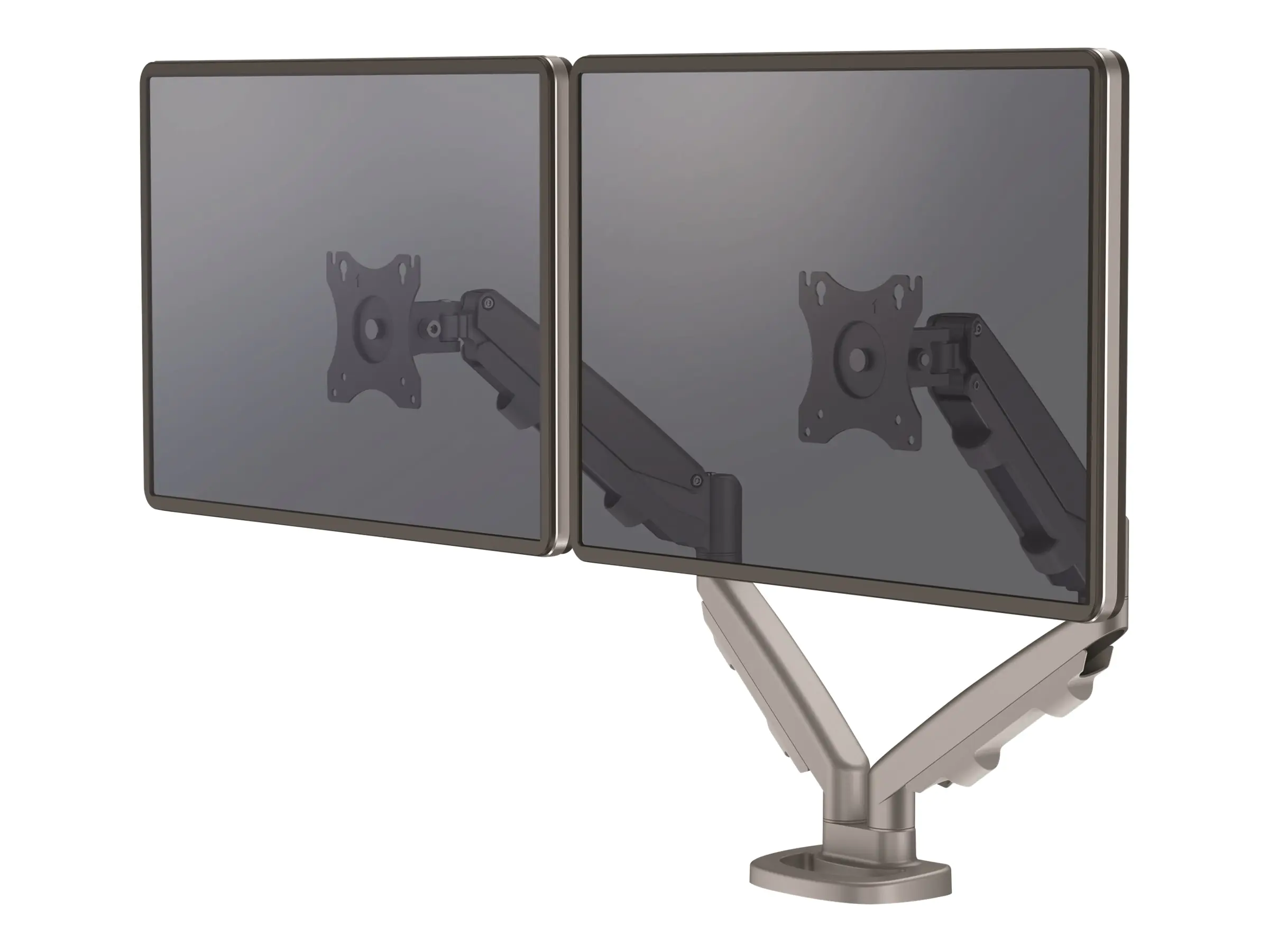 Fellowes - Befestigungskit - einstellbarer Doppelarm - für 2 Monitore - Metall - Silber, RAL 9023 - Bildschirmgröße: 25.4-76.2 cm (10"-39") - Klemmmontage, Tülle, Tischmontage