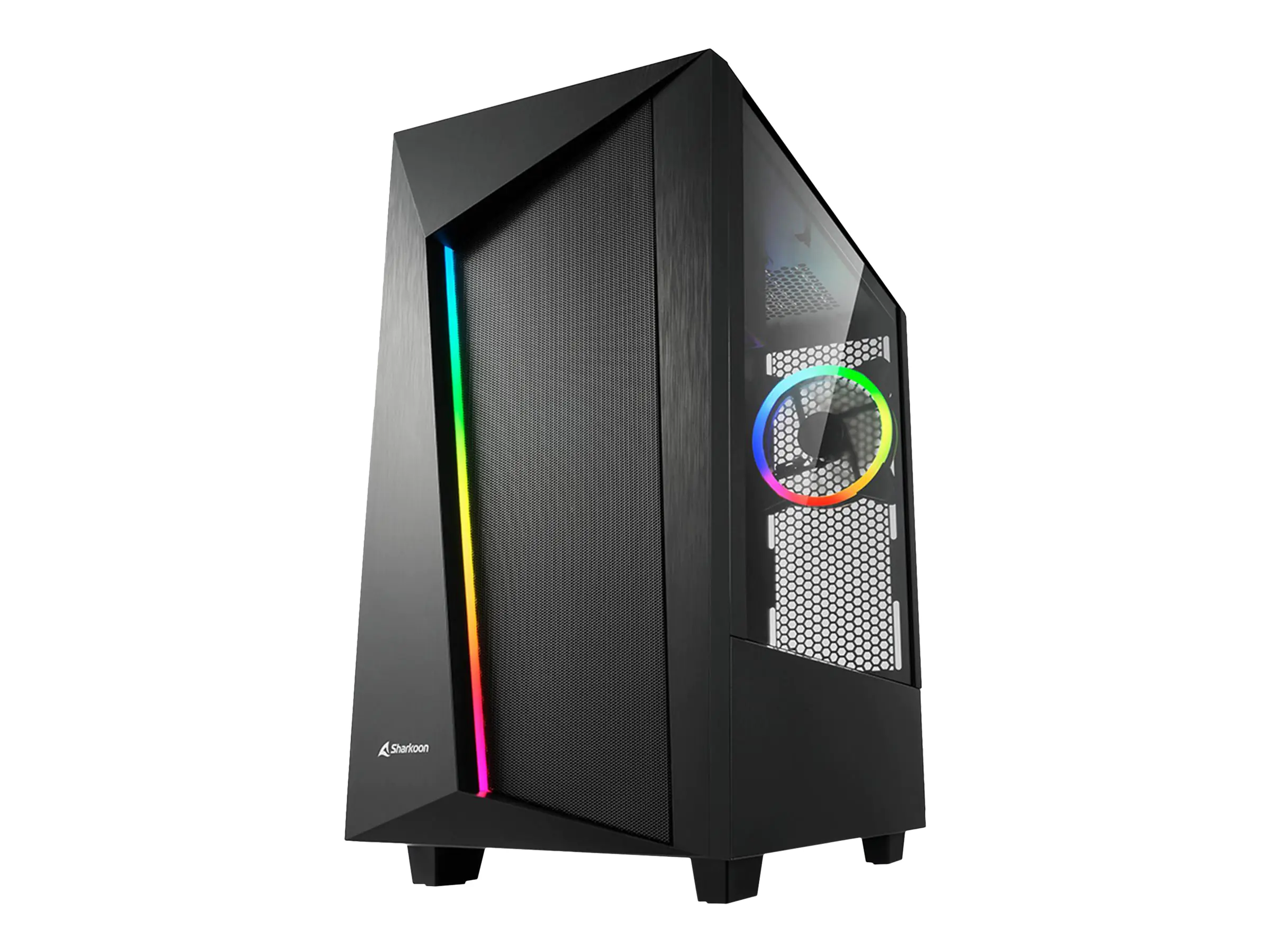 Sharkoon REV100 - Tower - ATX - Seitenteil mit Fenster (gehärtetes Glas) - keine Spannungsversorgung - USB/Audio