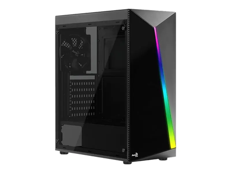 AeroCool Shard - Mid tower - ATX - Seitenteil mit Fenster (Acryl) - keine Spannungsversorgung (ATX) - Schwarz - USB/Audio