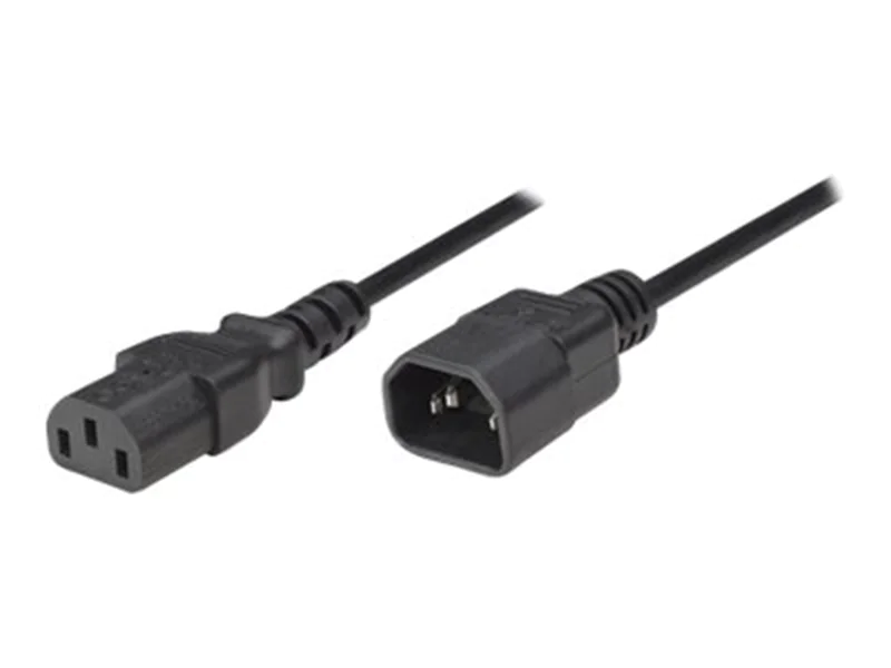 Manhattan Power Cord/Cable, C14 Male to C13 Female (kettle lead), Monitor to CPU, 1.8m, 10A, Black, Lifetime Warranty, Polybag - Stromkabel - IEC 60320 C14 zu power IEC 60320 C13 - Wechselstrom 250 V - 10 A - 1.8 m - geformt - Schwarz