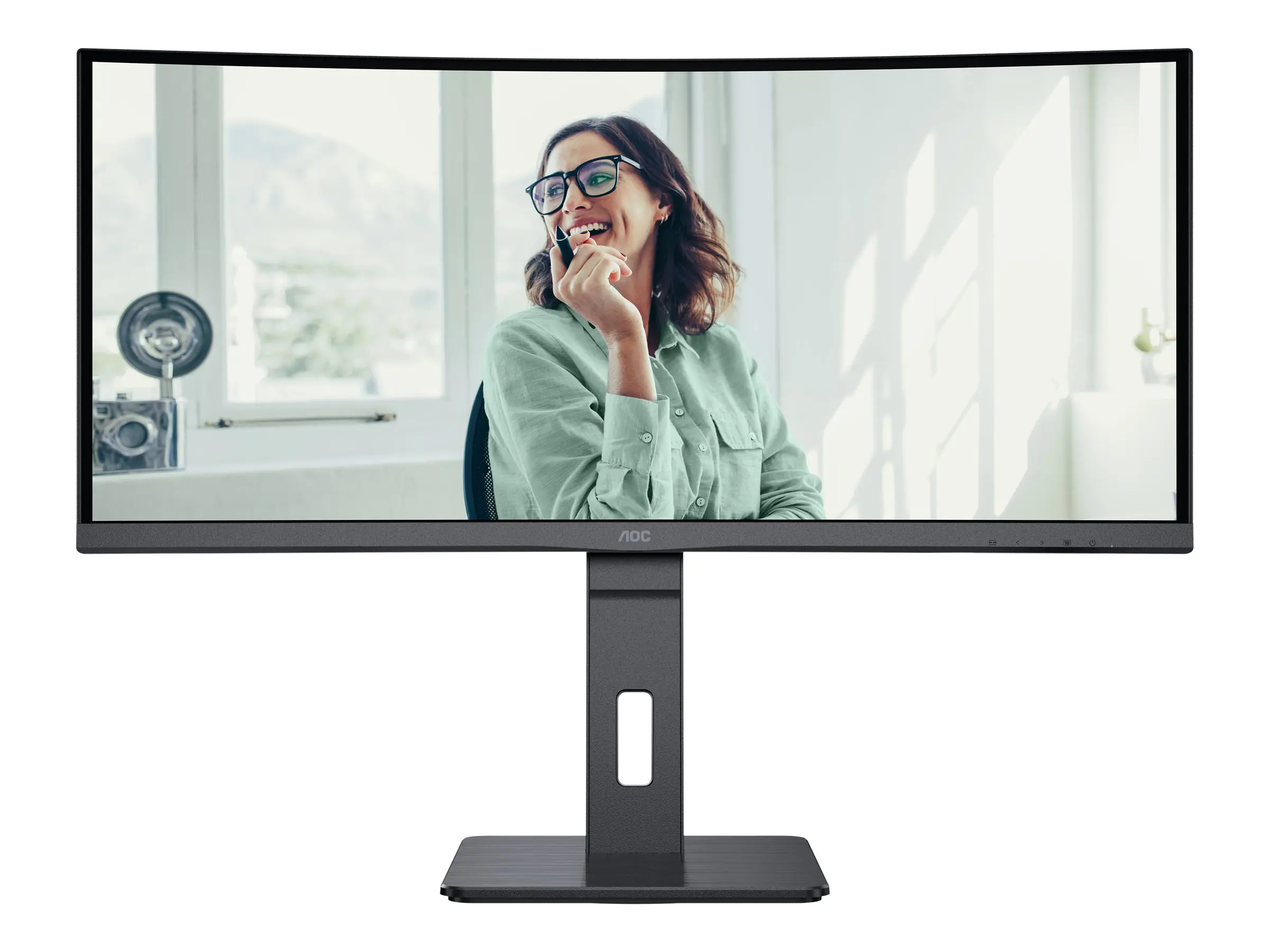 AOC Pro-line CU34P3CV - P3 Series - LED-Monitor - gebogen - 86.36 cm (34") - 3440 x 1440 UWQHD @ 100 Hz - VA - 300 cd/m² - 3000:1 - 4 ms - HDMI, DisplayPort, USB-C - Lautsprecher - Schwarz