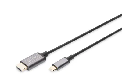 DIGITUS - Adapterkabel - 24 pin USB-C männlich zu HDMI männlich - 1.8 m - Schwarz - 4K Unterstützung, unterstützt 21:9 Kinoformat
