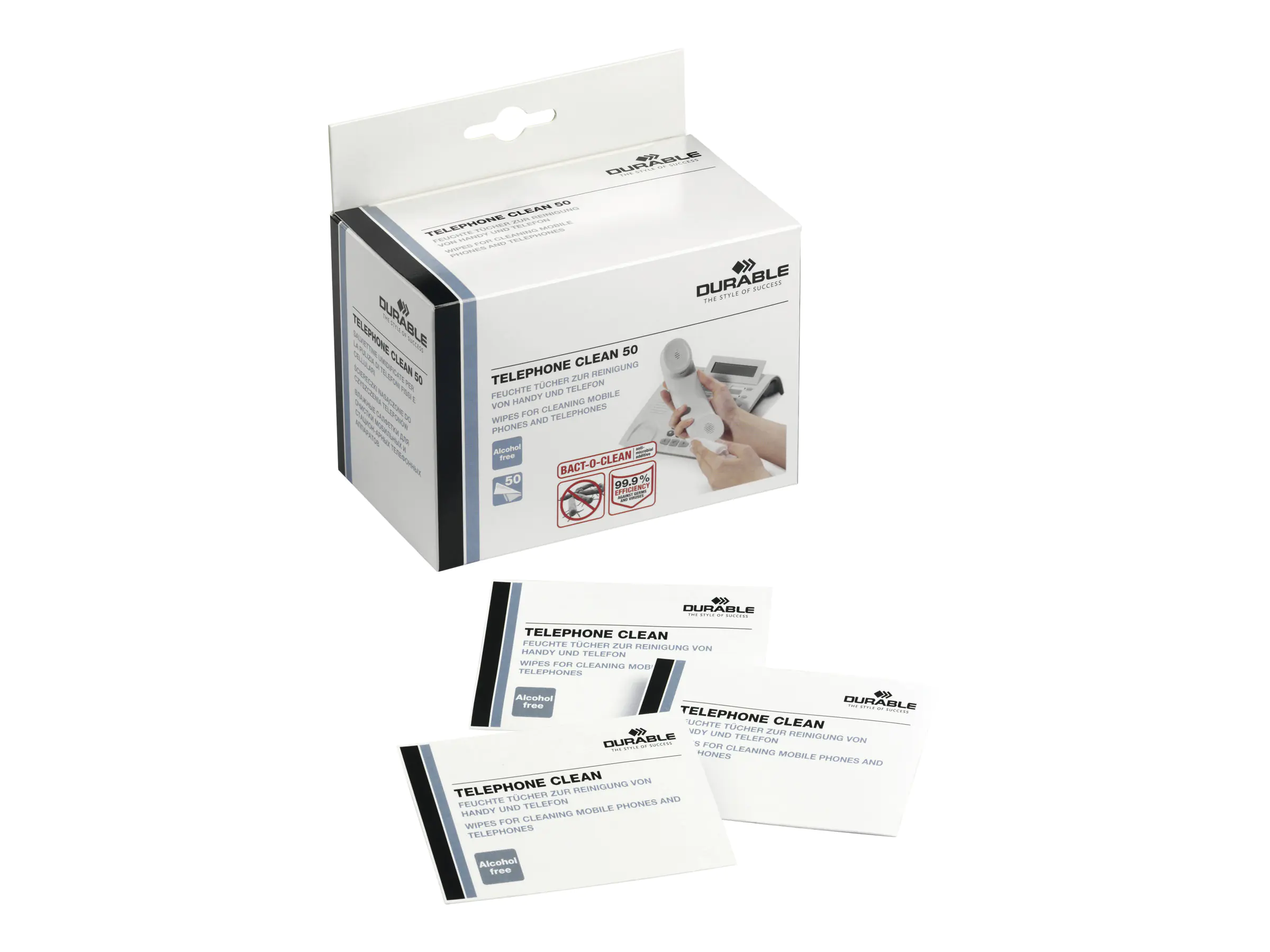 DURABLE TELEPHONE CLEAN 50 - Reinigungstuch - weiß (Packung mit 50)